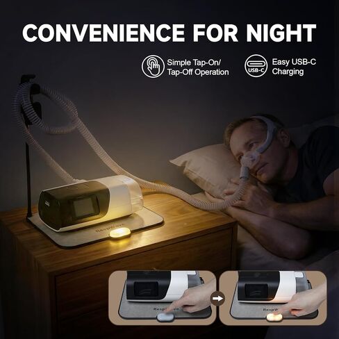 حامل خرطوم CPAP منظم بجانب السرير مع حصيرة ماصة وإضاءة ليلية، شماعة خرطوم CPAP مع خطاف قابل للسحب لأنبوب وآلة قناع CPAP، مستلزمات وإكسسوارات CPAP، أسود in Kuwait