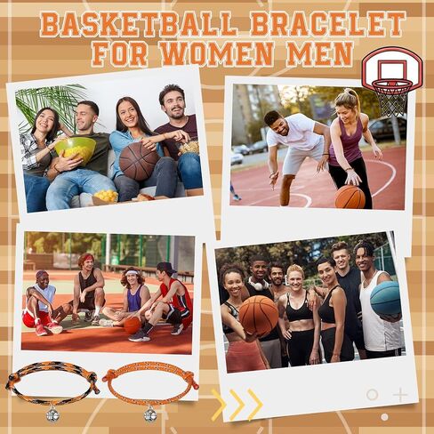 Ecation 20 Sets Basketball Bracelets Sports Gifts Adjustable Woven Bracelets with Inspirational Cards Basketball Party Favors for Team Players Sports Senior Night in Saudi Arabia