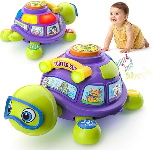 لعبة Turtle Turtle Baby Toys الموسيقية من 6 إلى 12 شهرًا ، لعبة تنموية لوقت البطن لمدة 3-6 4 5 7 8 9 10 أشهر ، هدية بوي بويز هدية ، لعبة التعلم ثنائي اللغة من 12 إلى 18 شهرًا مع الأضواء in Kuwait