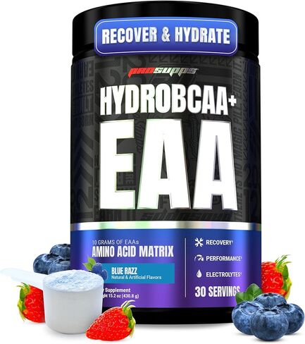 مسحوق الأحماض الأمينية الأساسية HydroBCAA من ProSupps، عصير الفاكهة - مكمل للتمرين مع BCAA وEAAs والإلكتروليتات للترطيب والتعافي - خالي من المنشطات والصويا والغلوتين - 30 حصة in Kuwait
