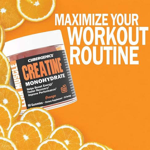 Creatine Monohydrate Gummies, Pure Creatine, Supports Muscle Recovery, Improve Performance and Strength, Gluten Free, 60 Servings, Orange Flavor in Saudi Arabia