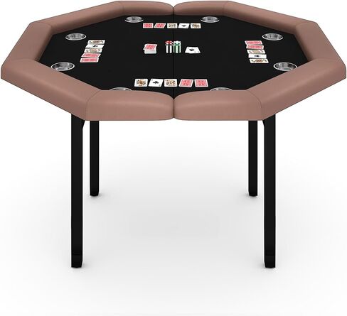 طاولة بوكر قابلة للطي لـ 8 لاعبين، طاولة أوكتاجون محمولة لكازينو تكساس هولدم وبلاك جاك مع قضبان مسند ذراع مبطنة وحاملات أكواب من الفولاذ المقاوم للصدأ للألعاب العائلية الليلية والنادي in Kuwait