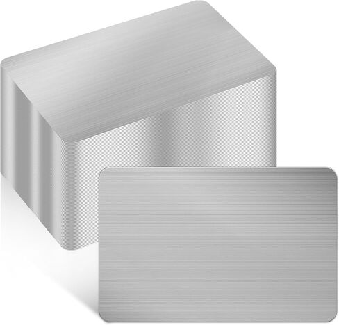50 Pcs Blank Metal Business Cards 0.8 mm Thickness Metal Laser Engraving Cards Aluminium Cards Blanks for House Office Customer DIY Gift Plate Invitations (3.4 x 2.1 Inch) in Kuwait