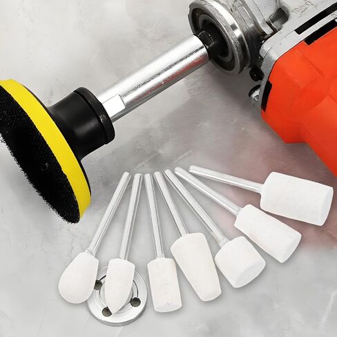 13pcs Wool Polishing Wheels Grinding Polishing Drill Bits with 3mm Shank for Jewelry Glass Metal Buffing Accessories Compatible with Rotary Tools in Kuwait