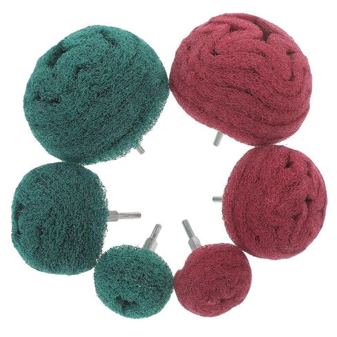 6 قطع من عجلات تلميع على شكل فطر مع ساق 6 مم، رؤوس طحن من الألياف المصقولة من الفولاذ المقاوم للصدأ لتلميع المعادن وإصلاح السيارات، مجموعة حبيبات خشنة وناعمة in Kuwait
