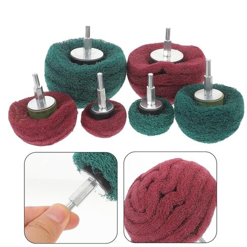 6 قطع من عجلات تلميع على شكل فطر مع ساق 6 مم، رؤوس طحن من الألياف المصقولة من الفولاذ المقاوم للصدأ لتلميع المعادن وإصلاح السيارات، مجموعة حبيبات خشنة وناعمة in Kuwait