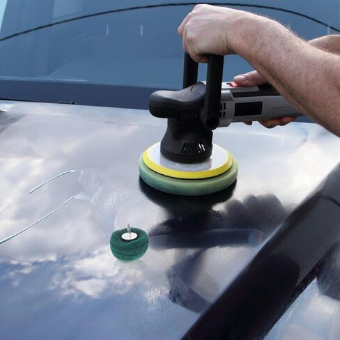 6 قطع من عجلات تلميع على شكل فطر مع ساق 6 مم، رؤوس طحن من الألياف المصقولة من الفولاذ المقاوم للصدأ لتلميع المعادن وإصلاح السيارات، مجموعة حبيبات خشنة وناعمة in Kuwait