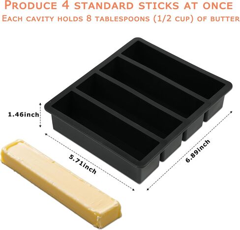 2PCS Silicone Butter Mold Tray with Lid, Non-Stick Butter Maker, Fits Standard Butter Size, Ideal for Butter, Soap Bars, Energy Bars, and Cakes (Black) in Saudi Arabia