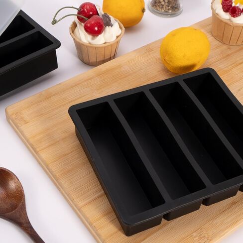 2PCS Silicone Butter Mold Tray with Lid, Non-Stick Butter Maker, Fits Standard Butter Size, Ideal for Butter, Soap Bars, Energy Bars, and Cakes (Black) in Saudi Arabia