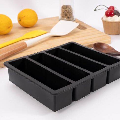 2PCS Silicone Butter Mold Tray with Lid, Non-Stick Butter Maker, Fits Standard Butter Size, Ideal for Butter, Soap Bars, Energy Bars, and Cakes (Black) in Saudi Arabia