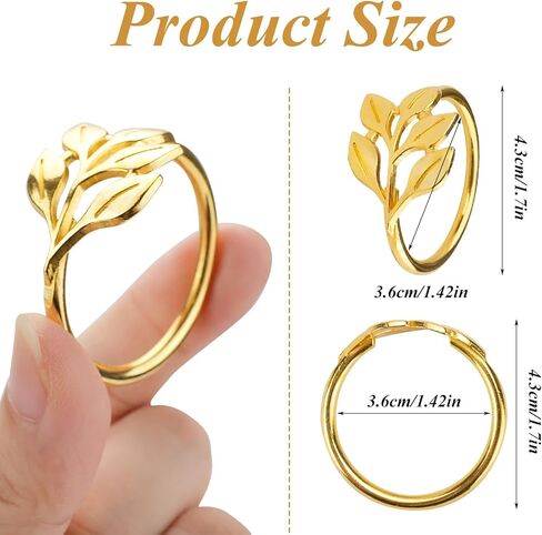 CEYAZYE حلقات منديل ذهبية مجموعة من 50، حامل مناديل أوراق الشجر أبازيم لديكور الطاولة، حلقة رقيقة من سبائك الزنك اللامعة لحفلات العشاء وحفلات الزفاف والمطبخ وعيد الشكر وعيد الميلاد والمناسبات الخاصة in Kuwait