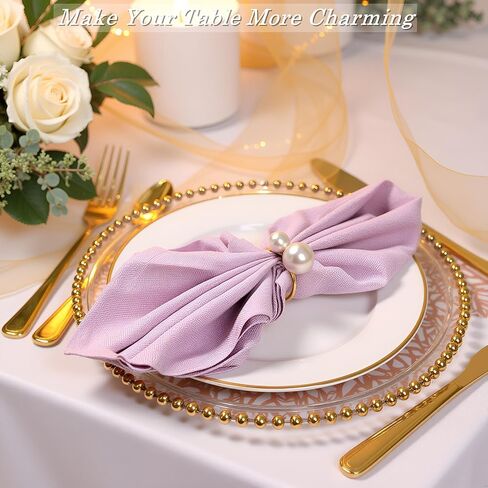 50 قطعة من حلقات مناديل اللؤلؤ، حلقات مناديل ذهبية حاملات إبزيم منديل رقيق لحفلات الزفاف وحفلات أعياد الميلاد والمطبخ والربيع وعيد الشكر وعيد الميلاد وديكور طاولة الشاطئ الساحلية Mgrlfbl(50، لؤلؤ) in Kuwait