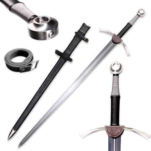 48" Medieval Western Sword 65 Manganese Steel Blade Hand-Forged Full Tang Sharp Real Sword with Belt,for Collecting,Gifting,Display in Saudi Arabia