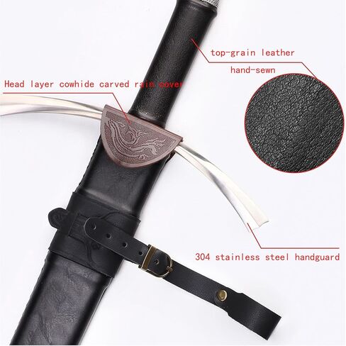 48" Medieval Western Sword 65 Manganese Steel Blade Hand-Forged Full Tang Sharp Real Sword with Belt,for Collecting,Gifting,Display in Saudi Arabia