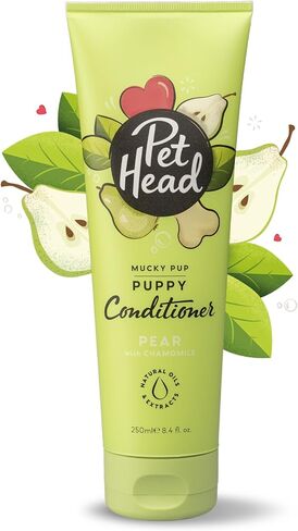 Pet Head Mucky Pup Puppy Shampoo 16 fl. oz. Pear Scent. Dog shampoo with Natural and Vegan Ingredients. Gentle and Moisturizing formula for Puppies over 8 weeks of age. Made in USA in Saudi Arabia