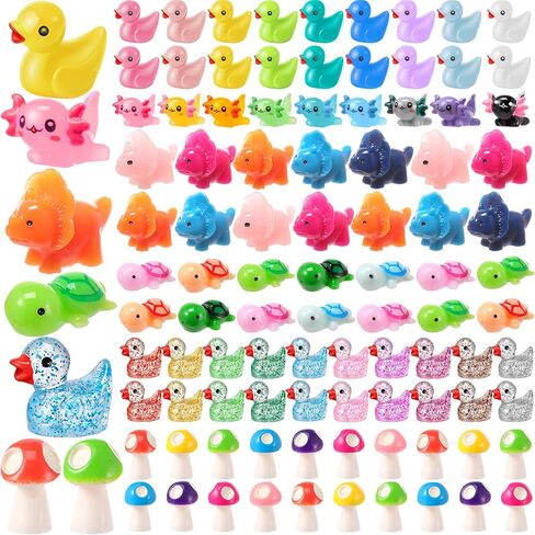Barydat 100 Pcs Halloween Mini Resin Figurines Tiny Resin Witch Pumpkin Ghost Skull Duck Eyeball Miniature Bulk Small Statue Ornaments for Halloween Party Favors Bag Fillers Garden Dollhouse Decor in Saudi Arabia