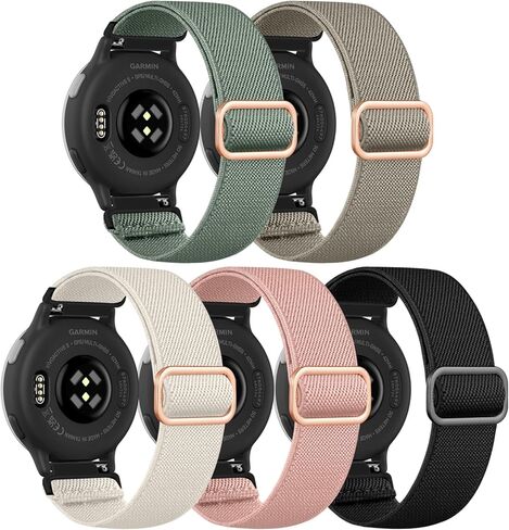 GEAK 18mm 20mm 22mm Watch Band Quick Release Replacement Wristband Compatible for Garmin Vivoactive/Venu/Forerunner, Adjustable Stretchy Nylon Solo Loop Fabric Braided Sport Elastic Band for Men Women in Kuwait