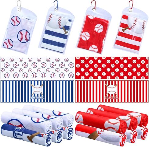 Mindsoft 12 Set Cooling Towels Baseball Basketball Soccer Softball Volleyball with Carrying Pouch Bulk Breathable Microfiber Towel Fast Drying for Party Favors Team Gift (Baseball,40 x 12 Inch) in Saudi Arabia