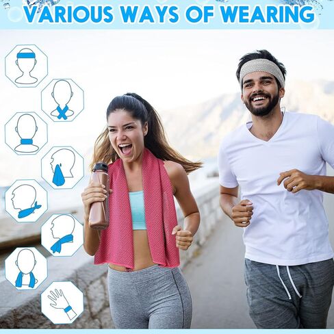 Redbaker 30 Pcs Cooling Towels 3 Sizes 40/35/31" Ice Towel Chilly Yoga Towel Microfiber Gym Towels for Neck Face Sports Workout Running Fitness Accessories, 10 Colors in Kuwait