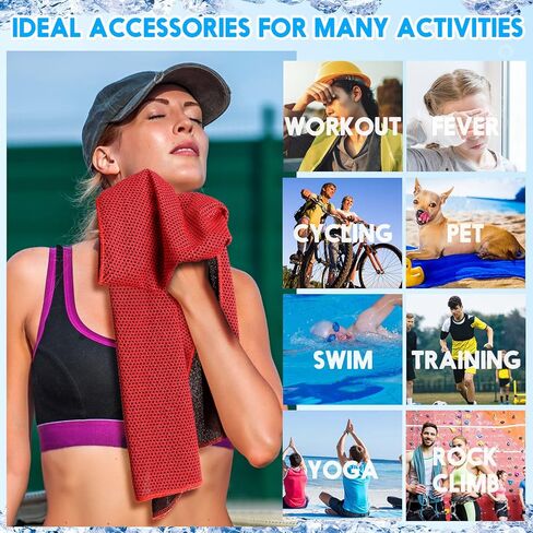 Redbaker 30 Pcs Cooling Towels 3 Sizes 40/35/31" Ice Towel Chilly Yoga Towel Microfiber Gym Towels for Neck Face Sports Workout Running Fitness Accessories, 10 Colors in Kuwait