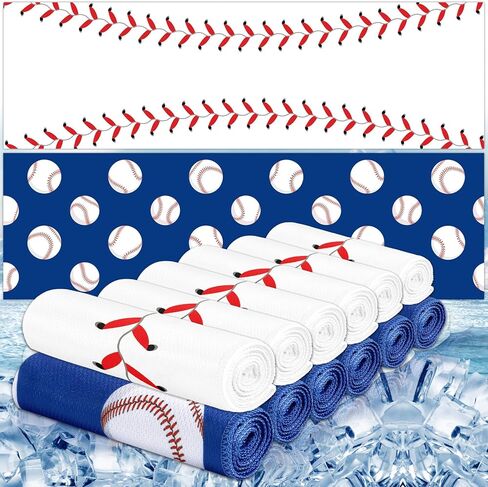 Lonfliness 12 Pcs Baseball Cooling Towels 38x12 Inch Breathable Baseball Microfiber Ice Towel Fast Drying Workout Rags Bulk Sport Team Gift for Team Gym Running Coach Sport Party Favors(White,Blue) in Saudi Arabia