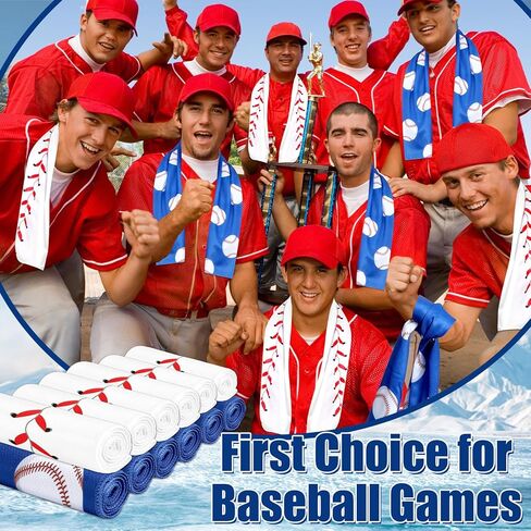 Lonfliness 12 Pcs Baseball Cooling Towels 38x12 Inch Breathable Baseball Microfiber Ice Towel Fast Drying Workout Rags Bulk Sport Team Gift for Team Gym Running Coach Sport Party Favors(White,Blue) in Saudi Arabia