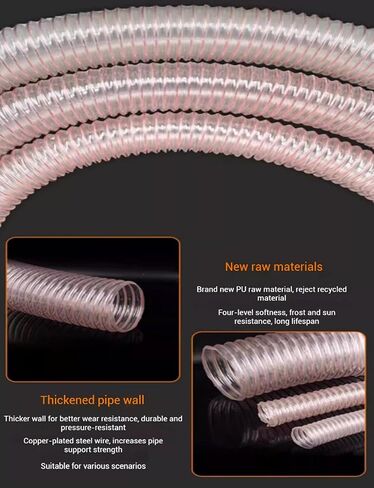 Exhaust Telescopic Hose,3.28ft Telescopic PU Ducting Hose, 20-600mm Flexible Polyurethane Dust Collection Pipe, Ideal for Air Ventilation & Debris Extraction in Saudi Arabia