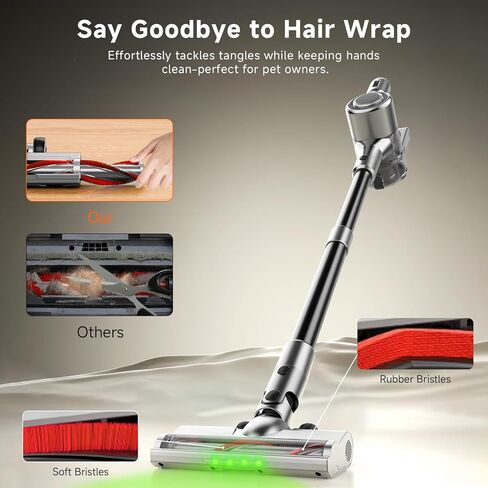 Cordless Stick Vacuum Cleaner - Rechargeable,45Kpa Powerful Suction Vacuum for Home,45Mins Runtime,Detachable Battery,Anti-Tangle, 8 in 1 Lightweight Vacuum for Pet Hair Carpet Hardwood,Silver in Saudi Arabia