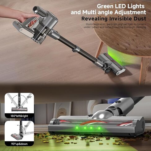 Cordless Stick Vacuum Cleaner - Rechargeable,45Kpa Powerful Suction Vacuum for Home,45Mins Runtime,Detachable Battery,Anti-Tangle, 8 in 1 Lightweight Vacuum for Pet Hair Carpet Hardwood,Silver in Saudi Arabia