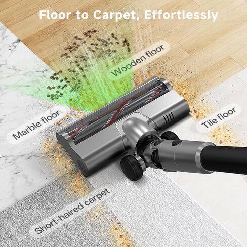 Cordless Stick Vacuum Cleaner - Rechargeable,45Kpa Powerful Suction Vacuum for Home,45Mins Runtime,Detachable Battery,Anti-Tangle, 8 in 1 Lightweight Vacuum for Pet Hair Carpet Hardwood,Silver in Saudi Arabia