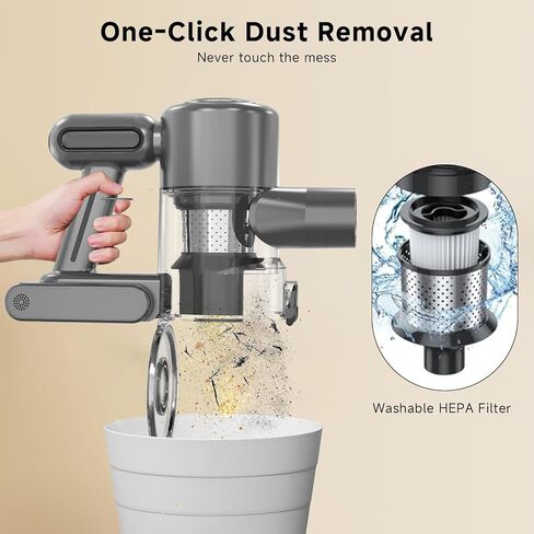 Cordless Stick Vacuum Cleaner - Rechargeable,45Kpa Powerful Suction Vacuum for Home,45Mins Runtime,Detachable Battery,Anti-Tangle, 8 in 1 Lightweight Vacuum for Pet Hair Carpet Hardwood,Silver in Saudi Arabia