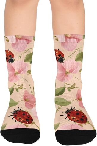 Ladybug and Bloom Flowers Hiking Socks - Toddler Boys & Girls Warm Thick Thermal Winter Crew Socks for School, Daily Wear & Outdoor Activities in Saudi Arabia