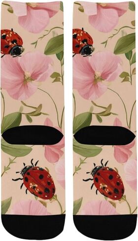 Ladybug and Bloom Flowers Hiking Socks - Toddler Boys & Girls Warm Thick Thermal Winter Crew Socks for School, Daily Wear & Outdoor Activities in Saudi Arabia