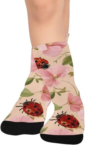 Ladybug and Bloom Flowers Hiking Socks - Toddler Boys & Girls Warm Thick Thermal Winter Crew Socks for School, Daily Wear & Outdoor Activities in Saudi Arabia