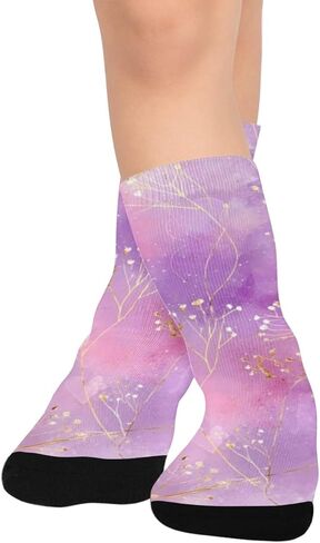 جوارب Gilded Love Bloom Purple للمشي لمسافات طويلة - جوارب شتوية حرارية سميكة دافئة للأولاد والبنات للمدرسة، والارتداء اليومي والأنشطة الخارجية in Kuwait