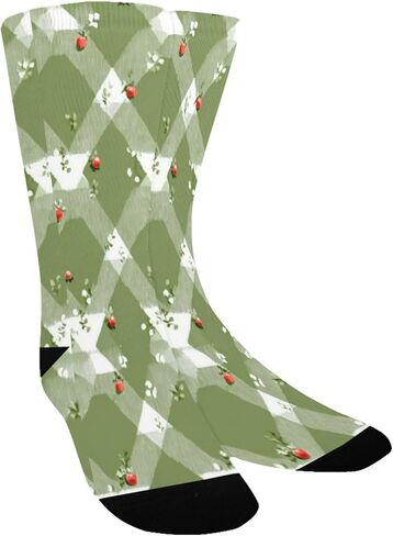 جوارب المشي لمسافات طويلة بطباعة زهور من القماش القطني الأخضر - جوارب شتوية حرارية سميكة دافئة للأولاد والبنات للمدرسة، والارتداء اليومي والأنشطة الخارجية in Kuwait