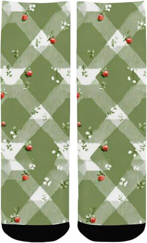 جوارب المشي لمسافات طويلة بطباعة زهور من القماش القطني الأخضر - جوارب شتوية حرارية سميكة دافئة للأولاد والبنات للمدرسة، والارتداء اليومي والأنشطة الخارجية in Kuwait