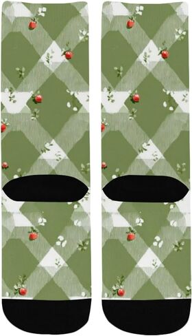 جوارب المشي لمسافات طويلة بطباعة زهور من القماش القطني الأخضر - جوارب شتوية حرارية سميكة دافئة للأولاد والبنات للمدرسة، والارتداء اليومي والأنشطة الخارجية in Kuwait