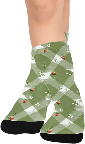 جوارب المشي لمسافات طويلة بطباعة زهور من القماش القطني الأخضر - جوارب شتوية حرارية سميكة دافئة للأولاد والبنات للمدرسة، والارتداء اليومي والأنشطة الخارجية in Kuwait