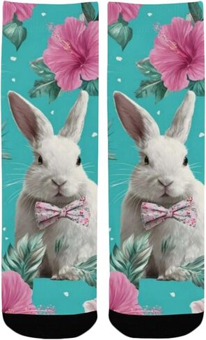 جوارب المشي لمسافات طويلة باللون الأزرق على شكل زهرة الأرنب الاستوائية - جوارب شتوية حرارية سميكة دافئة للأولاد والبنات للمدرسة، والارتداء اليومي والأنشطة الخارجية in Kuwait