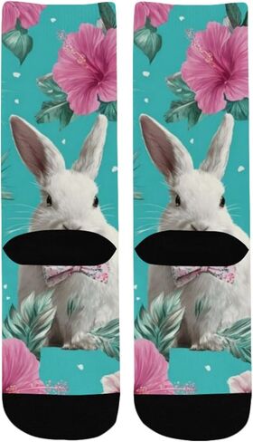 جوارب المشي لمسافات طويلة باللون الأزرق على شكل زهرة الأرنب الاستوائية - جوارب شتوية حرارية سميكة دافئة للأولاد والبنات للمدرسة، والارتداء اليومي والأنشطة الخارجية in Kuwait