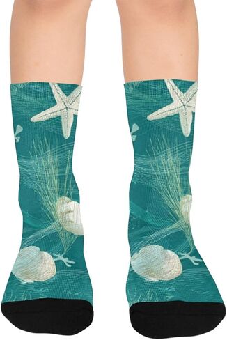 جوارب Art Ocean Shellscape Green للمشي لمسافات طويلة - جوارب شتوية حرارية سميكة دافئة للأولاد والبنات للمدرسة، والارتداء اليومي والأنشطة الخارجية in Kuwait