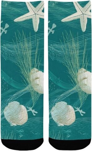 جوارب Art Ocean Shellscape Green للمشي لمسافات طويلة - جوارب شتوية حرارية سميكة دافئة للأولاد والبنات للمدرسة، والارتداء اليومي والأنشطة الخارجية in Kuwait