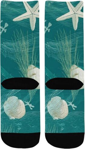 جوارب Art Ocean Shellscape Green للمشي لمسافات طويلة - جوارب شتوية حرارية سميكة دافئة للأولاد والبنات للمدرسة، والارتداء اليومي والأنشطة الخارجية in Kuwait
