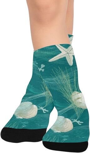 جوارب Art Ocean Shellscape Green للمشي لمسافات طويلة - جوارب شتوية حرارية سميكة دافئة للأولاد والبنات للمدرسة، والارتداء اليومي والأنشطة الخارجية in Kuwait
