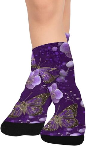 جوارب بيربل باترفلاي بلوم آرت للمشي لمسافات طويلة - جوارب شتوية حرارية سميكة دافئة للأولاد والبنات للمدرسة، والارتداء اليومي والأنشطة الخارجية in Kuwait