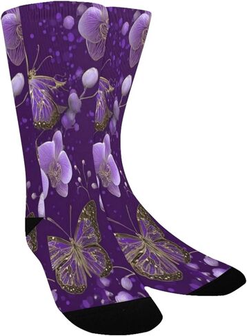 جوارب بيربل باترفلاي بلوم آرت للمشي لمسافات طويلة - جوارب شتوية حرارية سميكة دافئة للأولاد والبنات للمدرسة، والارتداء اليومي والأنشطة الخارجية in Kuwait