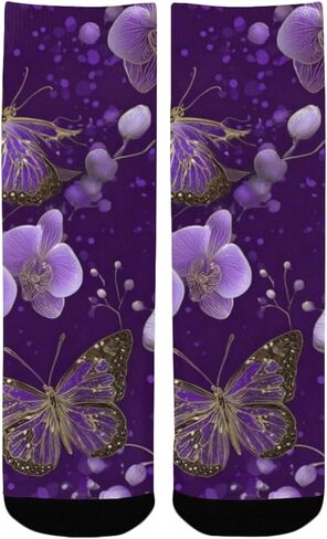 جوارب بيربل باترفلاي بلوم آرت للمشي لمسافات طويلة - جوارب شتوية حرارية سميكة دافئة للأولاد والبنات للمدرسة، والارتداء اليومي والأنشطة الخارجية in Kuwait