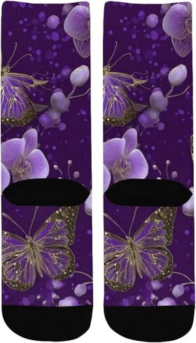 جوارب بيربل باترفلاي بلوم آرت للمشي لمسافات طويلة - جوارب شتوية حرارية سميكة دافئة للأولاد والبنات للمدرسة، والارتداء اليومي والأنشطة الخارجية in Kuwait