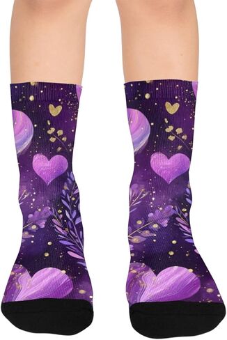 جوارب المشي لمسافات طويلة على شكل قلب أرجواني داكن - جوارب شتوية حرارية سميكة دافئة للأولاد والبنات للمدرسة، والارتداء اليومي والأنشطة الخارجية in Kuwait